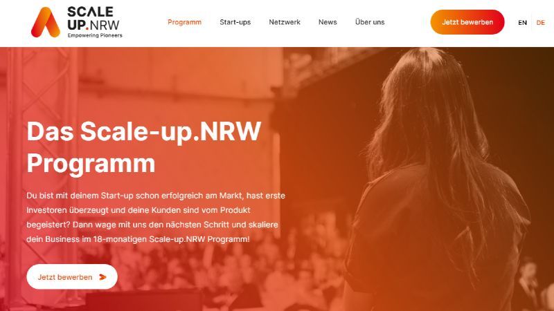 Screenshot Website scale-up.nrw