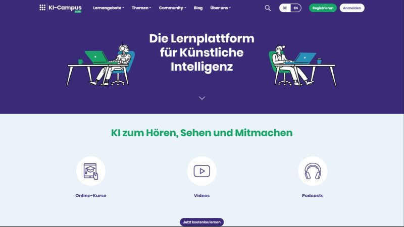 screenshot Plattform KI-Campus